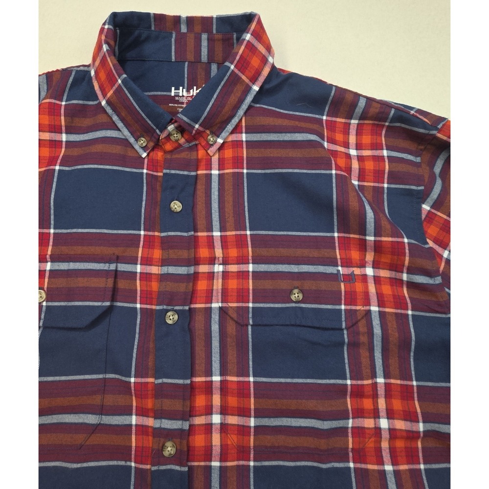 Huk Shirt Mens 2XL Plaid Flannel Button Up Performance LIMITED USE Roll Tab